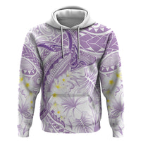 Polynesia Humpback Whale Zip Hoodie Tropical Plumeria Lavender LT7 Pullover Hoodie Lavender - Polynesian Pride