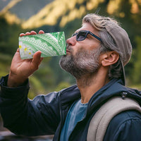 Polynesia Humpback Whale 4 in 1 Can Cooler Tumbler Tropical Plumeria Emerald