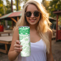 Polynesia Humpback Whale Skinny Tumbler Tropical Plumeria Emerald LT7 - Polynesian Pride