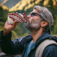 Polynesia Humpback Whale 4 in 1 Can Cooler Tumbler Tropical Plumeria Oxblood
