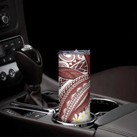Polynesia Humpback Whale Skinny Tumbler Tropical Plumeria Oxblood LT7 - Polynesian Pride
