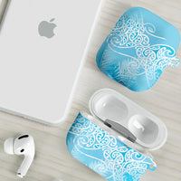 Aotearoa Maori Koru Curves AirPods Case Silver Ferns - Turquoise LT7 - Polynesian Pride