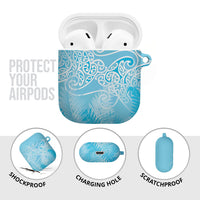 Aotearoa Maori Koru Curves AirPods Case Silver Ferns - Turquoise LT7 - Polynesian Pride