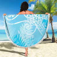 Aotearoa Maori Koru Curves Beach Blanket Silver Ferns - Turquoise LT7 - Polynesian Pride