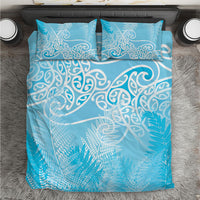 Aotearoa Maori Koru Curves Bedding Set Silver Ferns - Turquoise LT7 Turquoise - Polynesian Pride