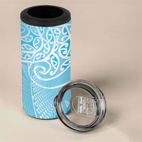 Aotearoa Maori Koru Curves 4 in 1 Can Cooler Tumbler Silver Ferns - Turquoise LT7 - Polynesian Pride