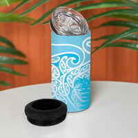 Aotearoa Maori Koru Curves 4 in 1 Can Cooler Tumbler Silver Ferns - Turquoise LT7 - Polynesian Pride