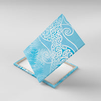 Aotearoa Maori Koru Curves Canvas Wall Art Silver Ferns - Turquoise LT7 With Frame Turquoise - Polynesian Pride