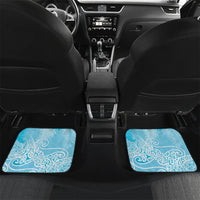 Aotearoa Maori Koru Curves Car Mats Silver Ferns - Turquoise LT7 Set 2pcs - Back Turquoise - Polynesian Pride