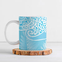 Aotearoa Maori Koru Curves Ceramic Mug Silver Ferns - Turquoise LT7 Turquoise - Polynesian Pride