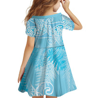 Aotearoa Maori Koru Curves Family Matching Off Shoulder Maxi Dress and Hawaiian Shirt Silver Ferns - Turquoise
