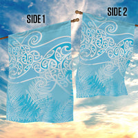 Aotearoa Maori Koru Curves Garden Flag Silver Ferns - Turquoise LT7 - Polynesian Pride