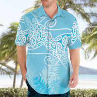 Aotearoa Maori Koru Curves Hawaiian Shirt Silver Ferns - Turquoise LT7 - Polynesian Pride