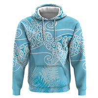 Aotearoa Maori Koru Curves Hoodie Silver Ferns - Turquoise LT7 Pullover Hoodie Turquoise - Polynesian Pride