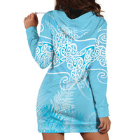 Aotearoa Maori Koru Curves Hoodie Dress Silver Ferns - Turquoise LT7 - Polynesian Pride