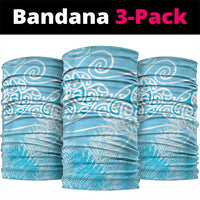 Aotearoa Maori Koru Curves Neck Gaiter Silver Ferns - Turquoise LT7 package One Size: 25*50cm Turquoise - Polynesian Pride
