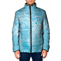 Aotearoa Maori Koru Curves Padded Jacket Silver Ferns - Turquoise LT7 Men Turquoise - Polynesian Pride