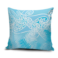 Aotearoa Maori Koru Curves Pillow Cover Silver Ferns - Turquoise LT7 Turquoise - Polynesian Pride