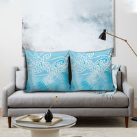 Aotearoa Maori Koru Curves Pillow Cover Silver Ferns - Turquoise LT7 - Polynesian Pride