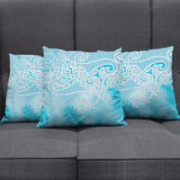 Aotearoa Maori Koru Curves Pillow Cover Silver Ferns - Turquoise LT7 - Polynesian Pride