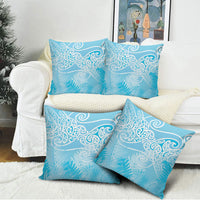Aotearoa Maori Koru Curves Pillow Cover Silver Ferns - Turquoise LT7 - Polynesian Pride
