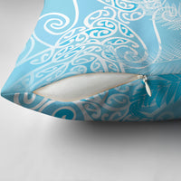 Aotearoa Maori Koru Curves Pillow Cover Silver Ferns - Turquoise LT7 - Polynesian Pride