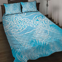 Aotearoa Maori Koru Curves Quilt Bed Set Silver Ferns - Turquoise LT7 Turquoise - Polynesian Pride