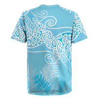 Aotearoa Maori Koru Curves Rugby Jersey Silver Ferns - Turquoise LT7 - Polynesian Pride