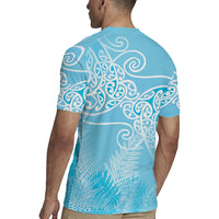 Aotearoa Maori Koru Curves Rugby Jersey Silver Ferns - Turquoise LT7 - Polynesian Pride