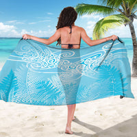 Aotearoa Maori Koru Curves Sarong Silver Ferns - Turquoise LT7 - Polynesian Pride