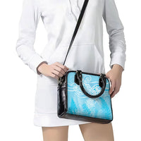 Aotearoa Maori Koru Curves Shoulder Handbag Silver Ferns - Turquoise LT7 - Polynesian Pride