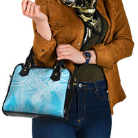 Aotearoa Maori Koru Curves Shoulder Handbag Silver Ferns - Turquoise LT7 - Polynesian Pride