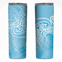 Aotearoa Maori Koru Curves Skinny Tumbler Silver Ferns - Turquoise LT7 Turquoise - Polynesian Pride