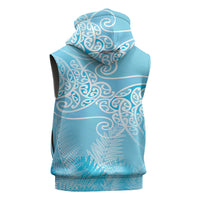 Aotearoa Maori Koru Curves Sleeveless Hoodie Silver Ferns - Turquoise LT7 - Polynesian Pride