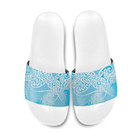 Aotearoa Maori Koru Curves Slide Sandals Silver Ferns - Turquoise LT7 Turquoise - Polynesian Pride