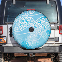 Aotearoa Maori Koru Curves Spare Tire Cover Silver Ferns - Turquoise LT7 Turquoise - Polynesian Pride