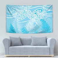 Aotearoa Maori Koru Curves Tapestry Silver Ferns - Turquoise LT7 - Polynesian Pride