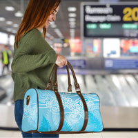 Aotearoa Maori Koru Curves Travel Bag Silver Ferns - Turquoise LT7 - Polynesian Pride