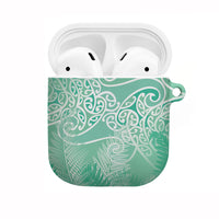 Aotearoa Maori Koru Curves AirPods Case Silver Ferns - Mint LT7 Mint Green - Polynesian Pride