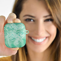Aotearoa Maori Koru Curves AirPods Case Silver Ferns - Mint LT7 - Polynesian Pride