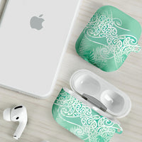 Aotearoa Maori Koru Curves AirPods Case Silver Ferns - Mint LT7 - Polynesian Pride