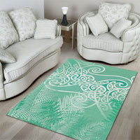 Aotearoa Maori Koru Curves Area Rug Silver Ferns - Mint LT7 - Polynesian Pride