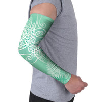 Aotearoa Maori Koru Curves Arm Sleeves Silver Ferns - Mint LT7 - Polynesian Pride