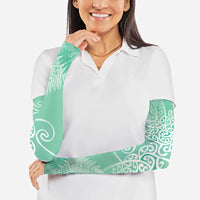 Aotearoa Maori Koru Curves Arm Sleeves Silver Ferns - Mint LT7 - Polynesian Pride