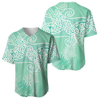 Aotearoa Maori Koru Curves Baseball Jersey Silver Ferns - Mint LT7 - Polynesian Pride
