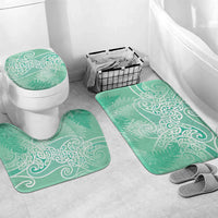 Aotearoa Maori Koru Curves Bathroom Set Silver Ferns - Mint LT7 Mat Set Only (3 pcs) One Size Mint Green - Polynesian Pride