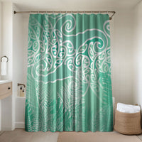 Aotearoa Maori Koru Curves Bathroom Set Silver Ferns - Mint LT7 Shower Curtain Only Mint Green - Polynesian Pride