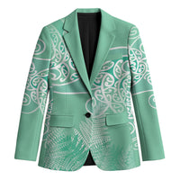 Aotearoa Maori Koru Curves Blazer Silver Ferns - Mint LT7 Unisex Mint Green - Polynesian Pride