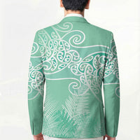 Aotearoa Maori Koru Curves Blazer Silver Ferns - Mint LT7 - Polynesian Pride