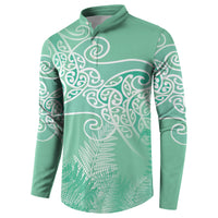 Aotearoa Maori Koru Curves Button Sweatshirt Silver Ferns - Mint LT7 - Polynesian Pride